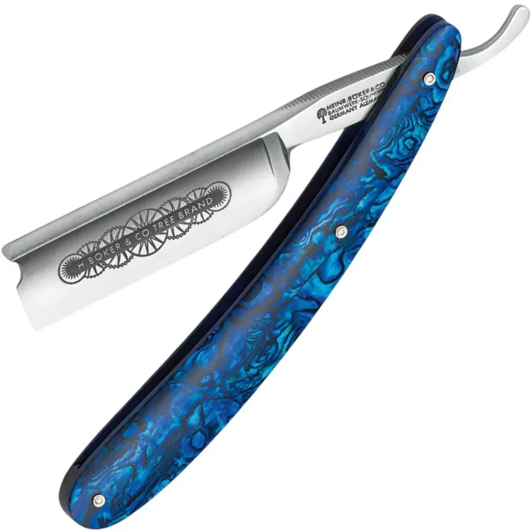 Опасная бритва Boker Barber's Notch Blue Shell 7/8" Carbon Steel рукоять Paua (140557)