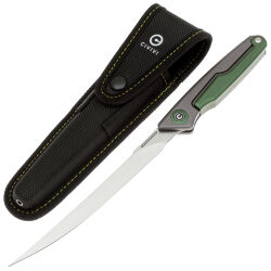 Нож CIVIVI Shawka satin сталь 14C28N рукоять Gray/Green Aluminum (C22029B-3)