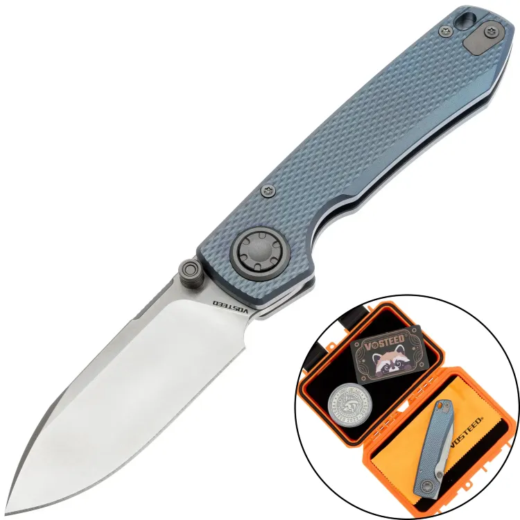 Нож Vosteed Raccoon V satin сталь M390 рукоять Blue Titanium