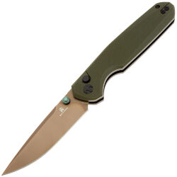 Нож Bestechman Velix gold PVD сталь 14C28N рукоять Green G10 (BMK07G)