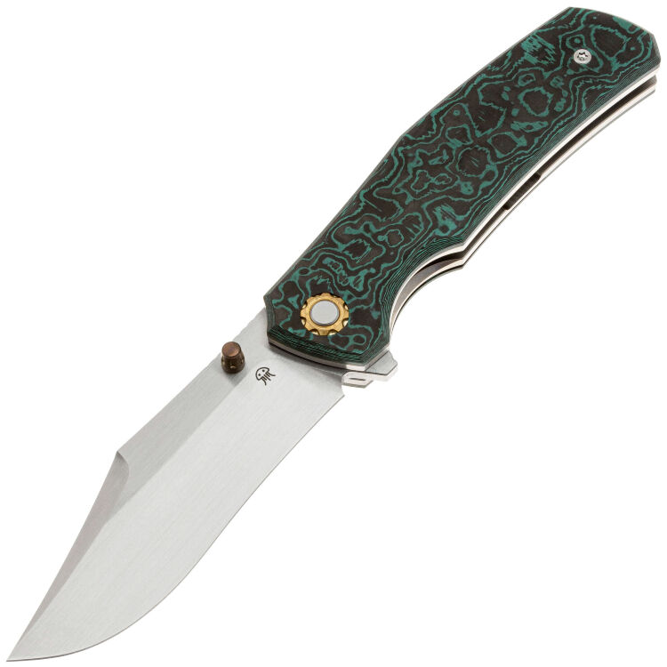 Нож North Mountain Blade Jellyfish 4th Gen. сталь M390 рукоять Green Carbon Fiber