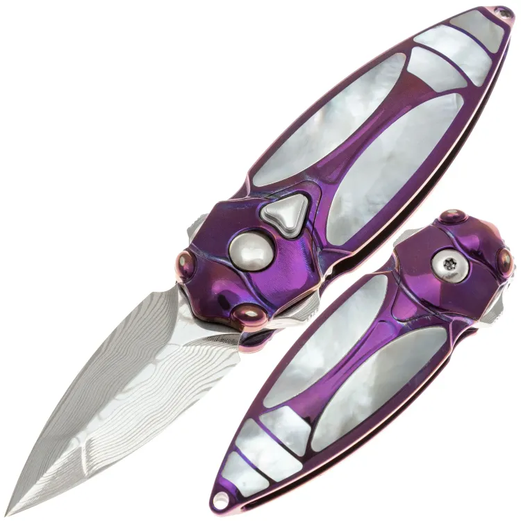 Нож Rike Knife Mini Cicada Special Edition сталь Damasteel рукоять Purple Ti
