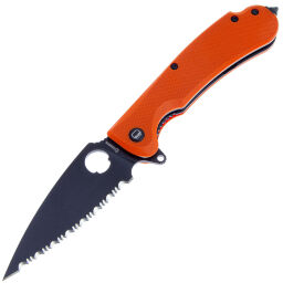 Нож Daggerr Resident DL blackwash serrated сталь D2 рукоять Orange G10