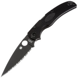 Нож Spyderco Native Chief Serrated Black сталь CTS-BD1N рукоять Black FRN (C244SBBK)