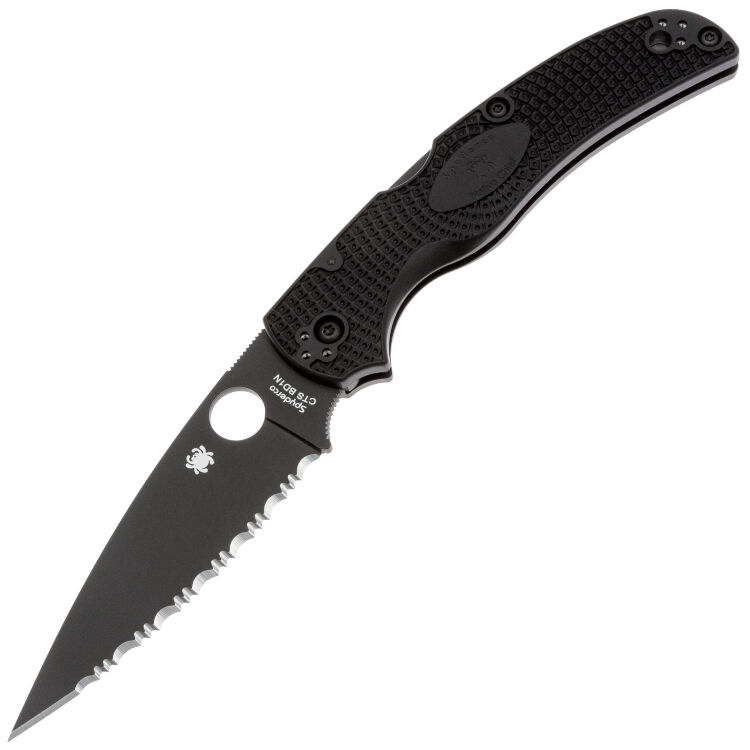 Нож Spyderco Native Chief Serrated Black сталь CTS-BD1N рукоять Black FRN (C244SBBK)