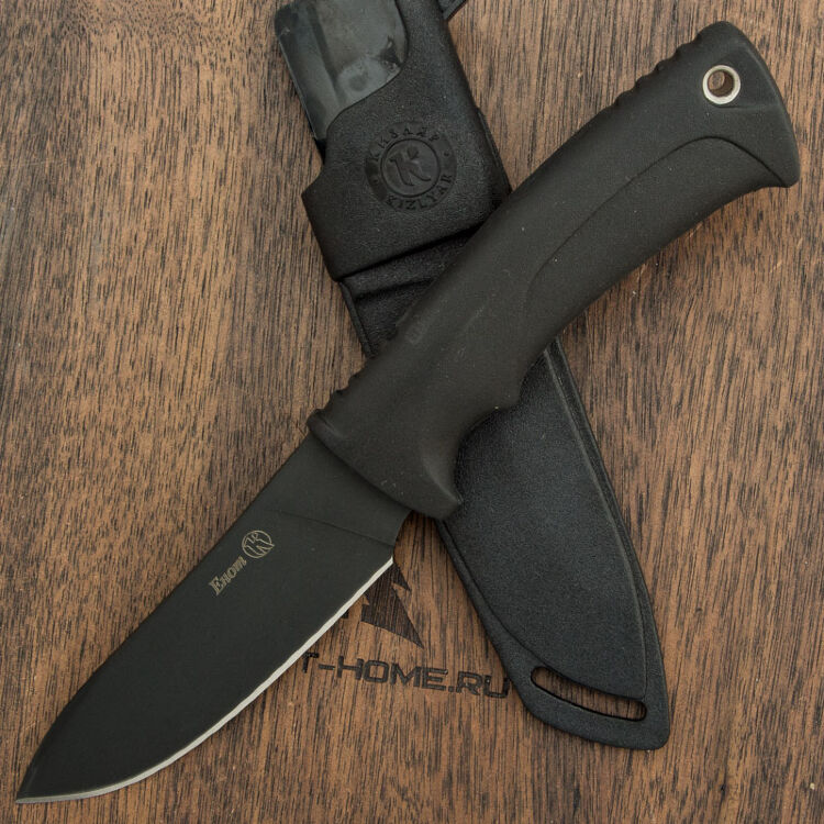 Нож Кизляр Енот сталь Х12МФ черный рукоять эластрон (064305)