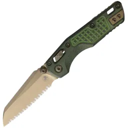 Нож Microtech Marfione Select MSI Mini Serrated сталь M390MK рукоять Antique Green Frag Titanium