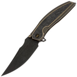 Нож WE Knife Quinseris blackwash сталь M390 рукоять Bronze Ti/Shreddedl CF (WE23093-2)
