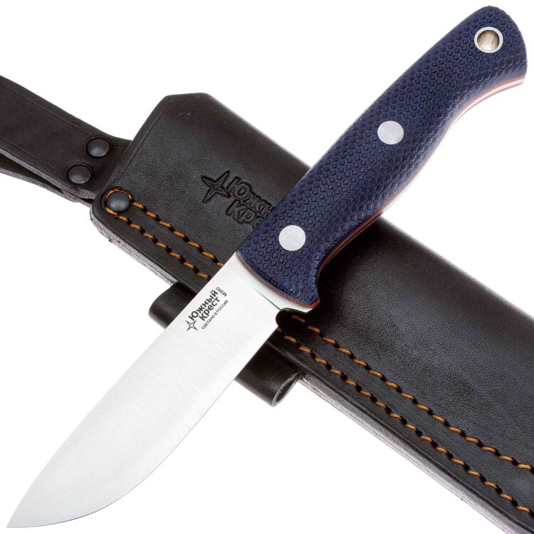 Нож Южный Крест Caribou L конвекс сталь М390 рукоять микарта синяя (253.1552)
