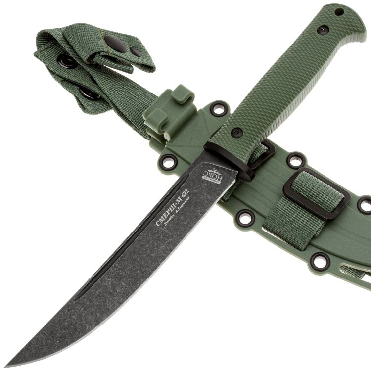 Нож НОКС Смерш М Blackwash  сталь AUS-8 рукоять зеленая резина (622-589641)