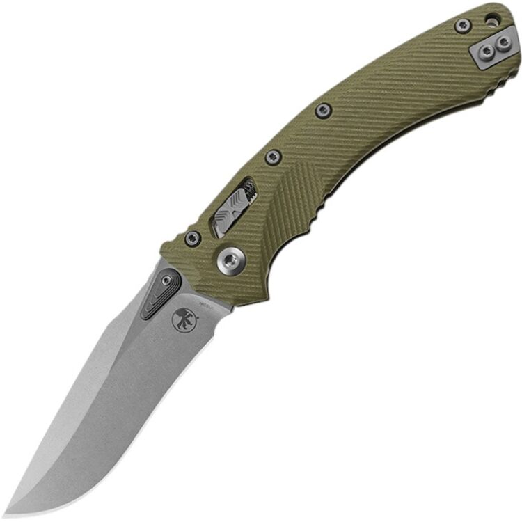 Нож Microtech Amphibian Ram-Lok stonewash сталь M390MK рукоять Fluted OD Green G10 (137RL-10FLGTOD)