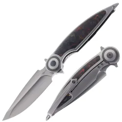 Нож Rike Knife Viper 2-B сталь M398 рукоять Plain Gray Ti/Orange CF