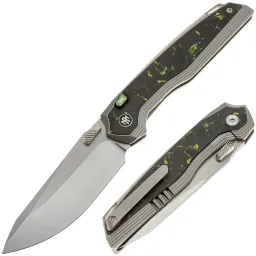 Нож Remette RT-ONE beadblast сталь M390 рукоять Titanium/Black-Green CF