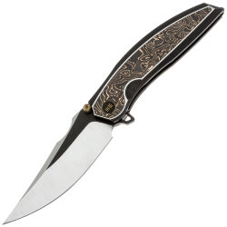 Нож WE Knife Quinseris satin/blackwash сталь M390 рукоять Black Ti/Copper Foil CF (WE23093-1)