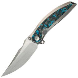 Нож WE Knife Quinseris satin сталь M390 рукоять Beadblast Ti/Arctic Storm FatCarbon (WE23093-4)