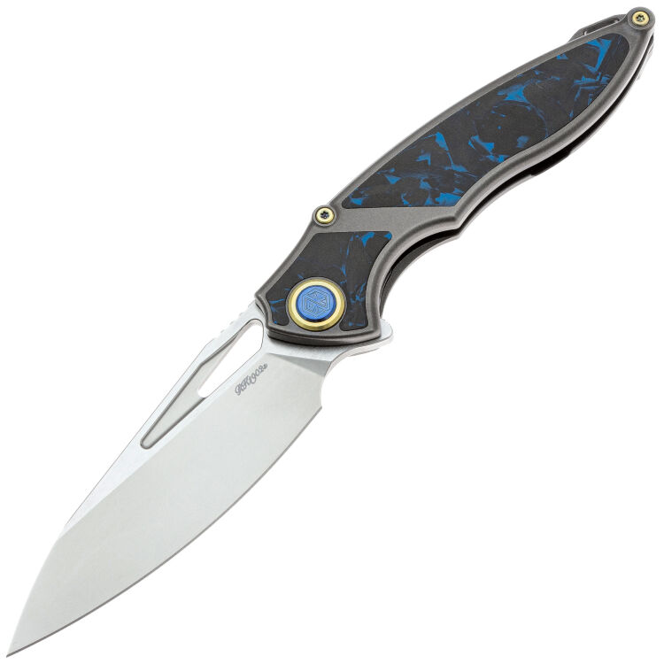 Нож Rike Knife 1902s сталь M390 рукоять Titanium/Blue CF