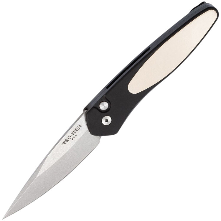 Нож Pro-Tech Newport Tuxedo stonewash сталь S35VN рукоять Black Aluminium/Ivory Micarta (3451)