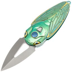 Нож Rike Knife Cicada сталь M390 рукоять Gold/Green Ti