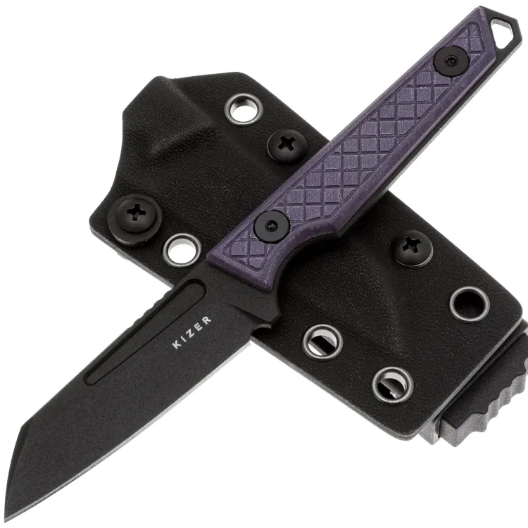 Нож Kizer Phasmids black сталь AEB-L рукоять Purple G10