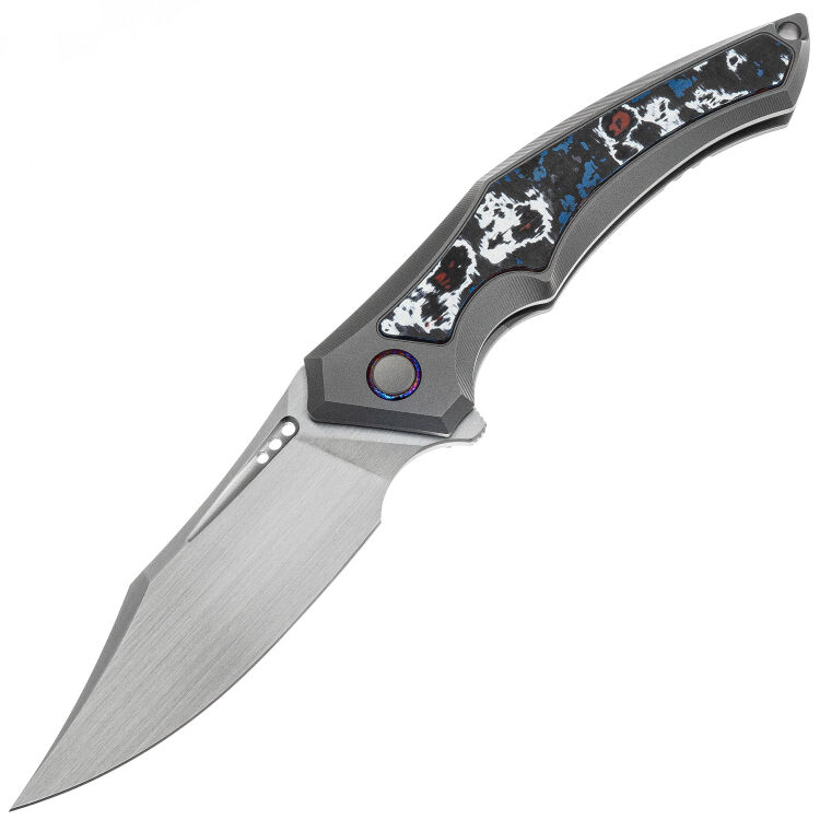 Нож WE Knife Orpheus satin сталь 20CV рукоять Gray Ti/Nebula FatCarbon (WE23009-4)