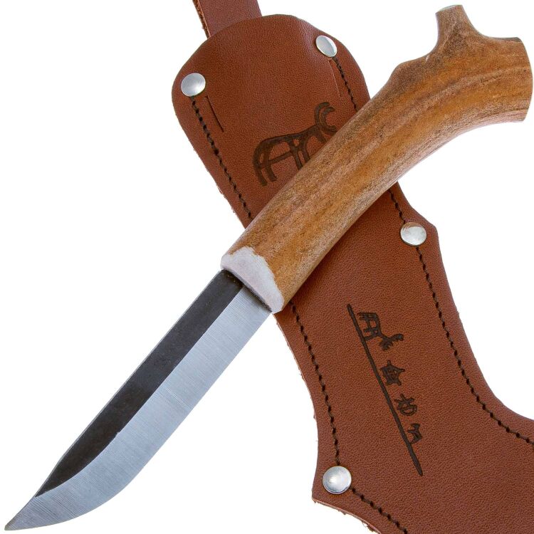 Нож Lappi Puukko Reindeer 85 V.3 сталь 80CrV2 рукоять рог оленя