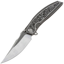 Нож WE Knife Quinseris satin/stonewash сталь M390 рукоять Grey Ti/Aluminum Foil CF (WE23093-3)