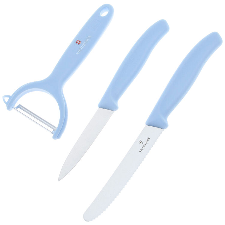 Набор Victorinox два ножа+овощечистка светло-синий (6.7116.33L22)