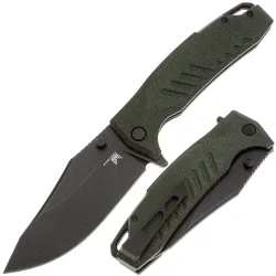Нож Burlax Саныч blackwash сталь AUS-10co рукоять зеленая канвас микарта