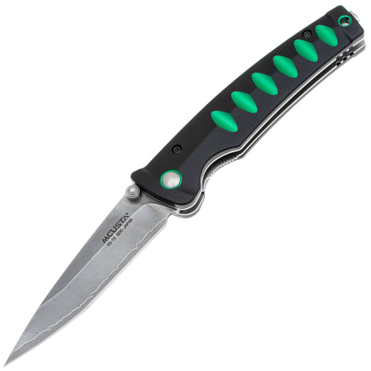 Нож Mcusta Katana Tanto сталь VG-10 San-Mai рукоять Black/Green Aluminium (MC-0044C)