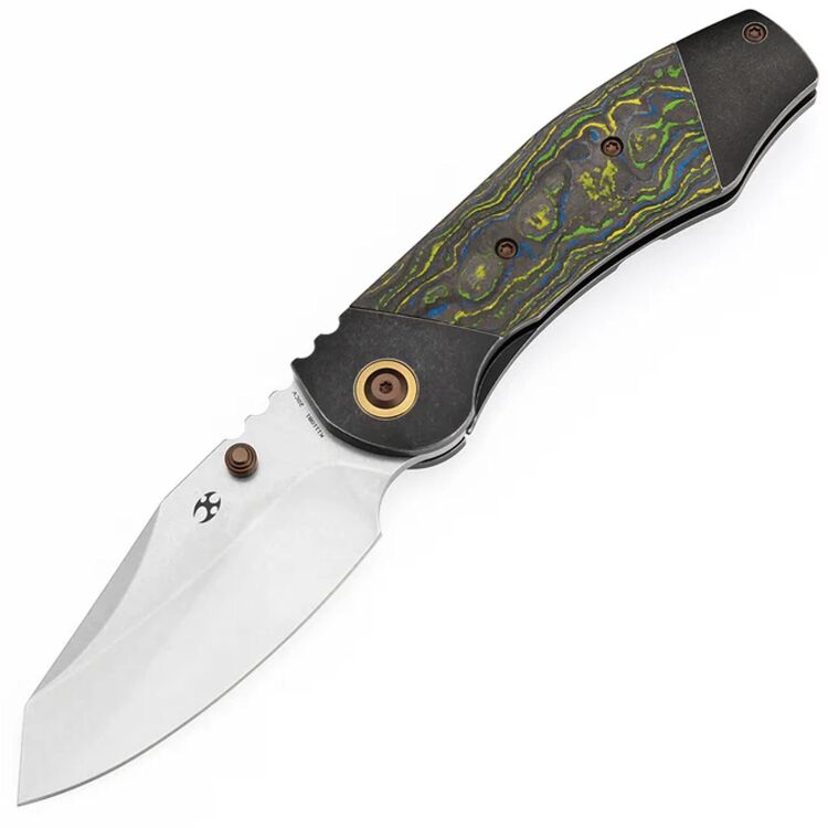 Нож Kansept Caveman stonewash сталь CPM-20CV рукоять Blackwash Titanium/Gecko Camo CF