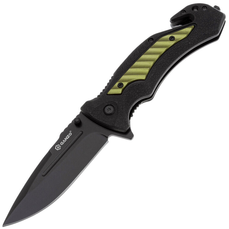 Нож Ganzo G628-GR cталь 8Cr14 рукоять Black PP/Green Aluminum