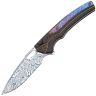 Нож WE Knife Exciton сталь Heimskringla Damasteel рукоять Black Ti/Flamed Ti spacer