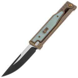 Нож Reate EXO Drop point Black PVD/Satin сталь М390 рукоять Ti Bronze/Jade G10