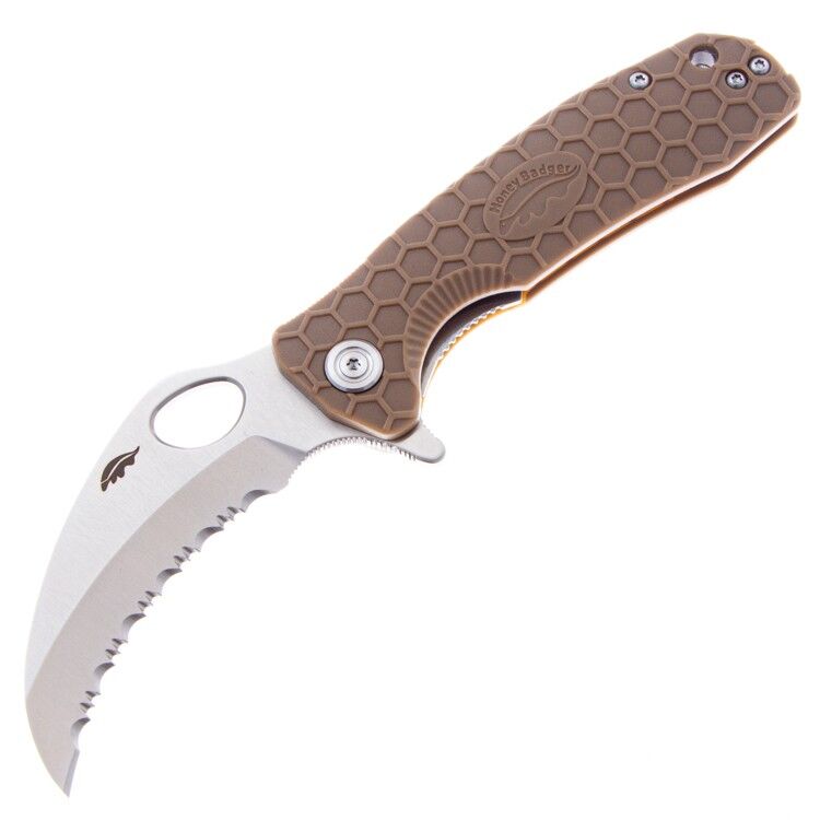 Нож Honey Badger Claw M serrated сталь 8Cr13MoV рукоять Tan FRN