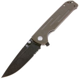 Нож Kizer Justice Blackwash Serrated сталь N690 рукоять Desert G10