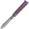 Нож-бабочка AtroposKnife Kirat RE сталь N690 рукоять Purple Titanium