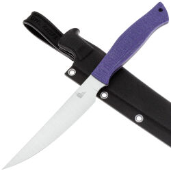 Нож филейный Owl Knife FS130 сталь N690 рукоять микарта Джинс фиолетовая