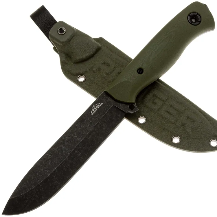 Нож N.C. Custom Ranger blackwash сталь AUS-10 рукоять OD Green G10