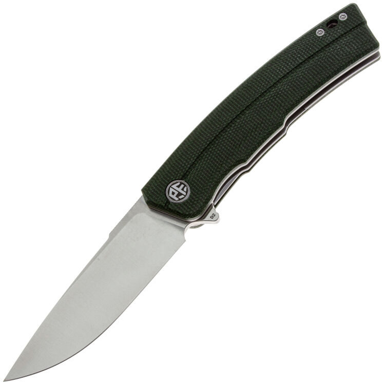 Нож Petrified Fish Magazine satin сталь D2 рукоять Green Micarta