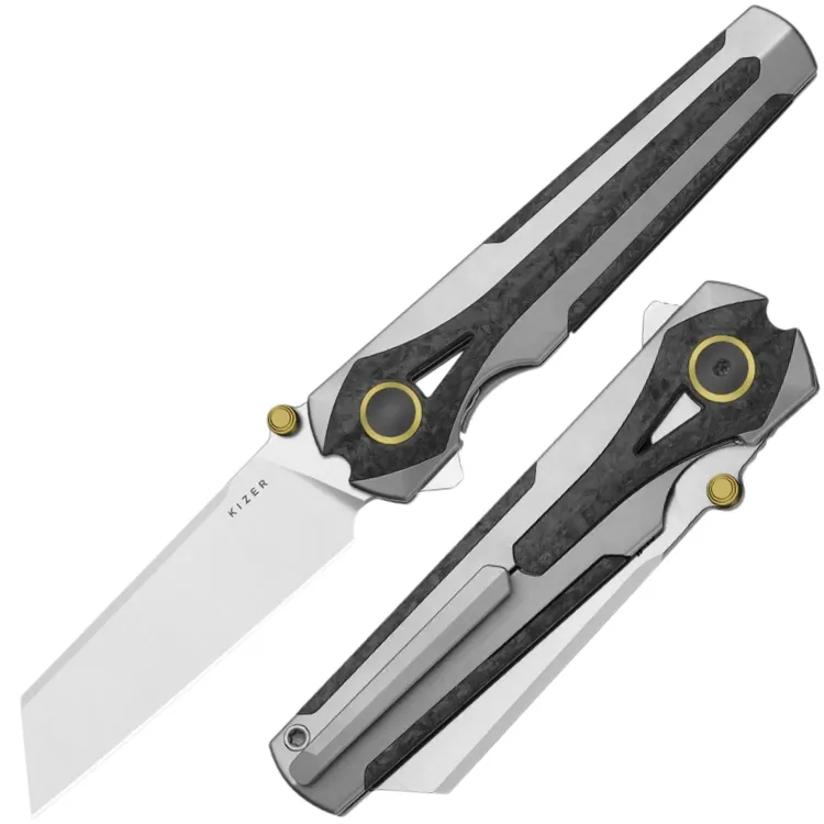 Нож Kizer Staff satin сталь S45VN рукоять Grey Titanium/Carbon Fiber