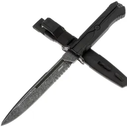 Нож Mr.Blade Leshiy serrated blackwash сталь AUS-8 рукоять Black Elastron